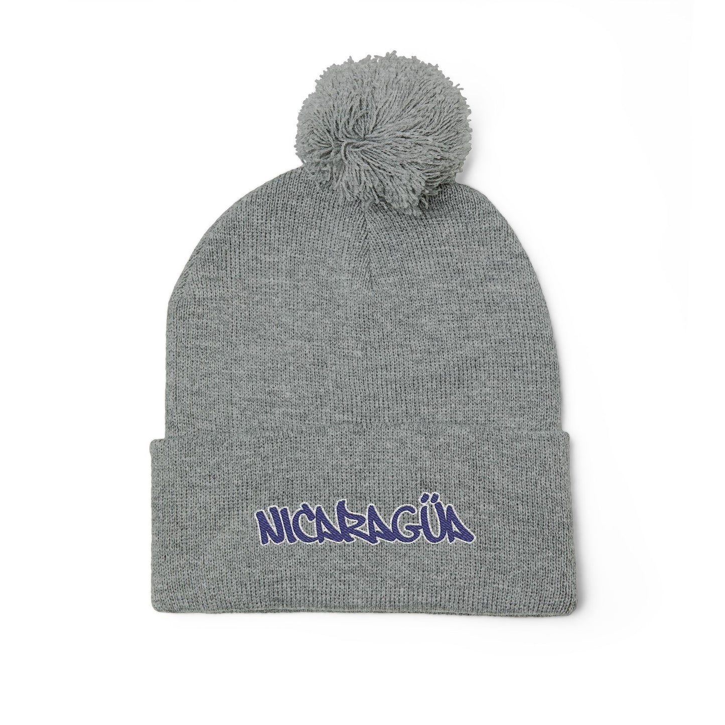 Nicaragua Pom-Pom Knit Beanie Embroidered
