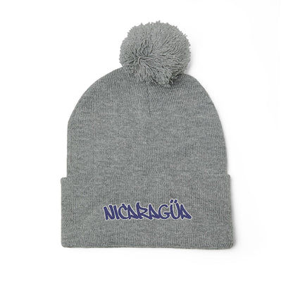 Nicaragua Pom-Pom Knit Beanie Embroidered