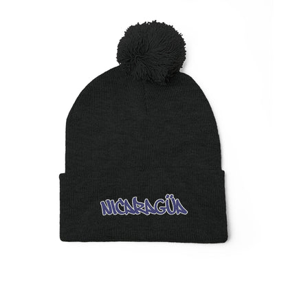 Nicaragua Pom-Pom Knit Beanie Embroidered