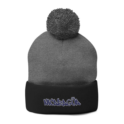 Nicaragua Pom-Pom Knit Beanie Embroidered