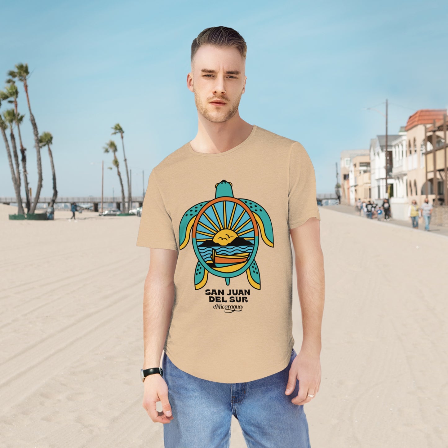 San Juan del Sur Turtle Men's Jersey Curved Hem Tee