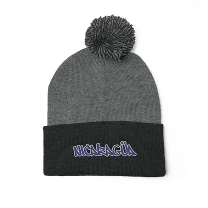 Nicaragua Pom-Pom Knit Beanie Embroidered