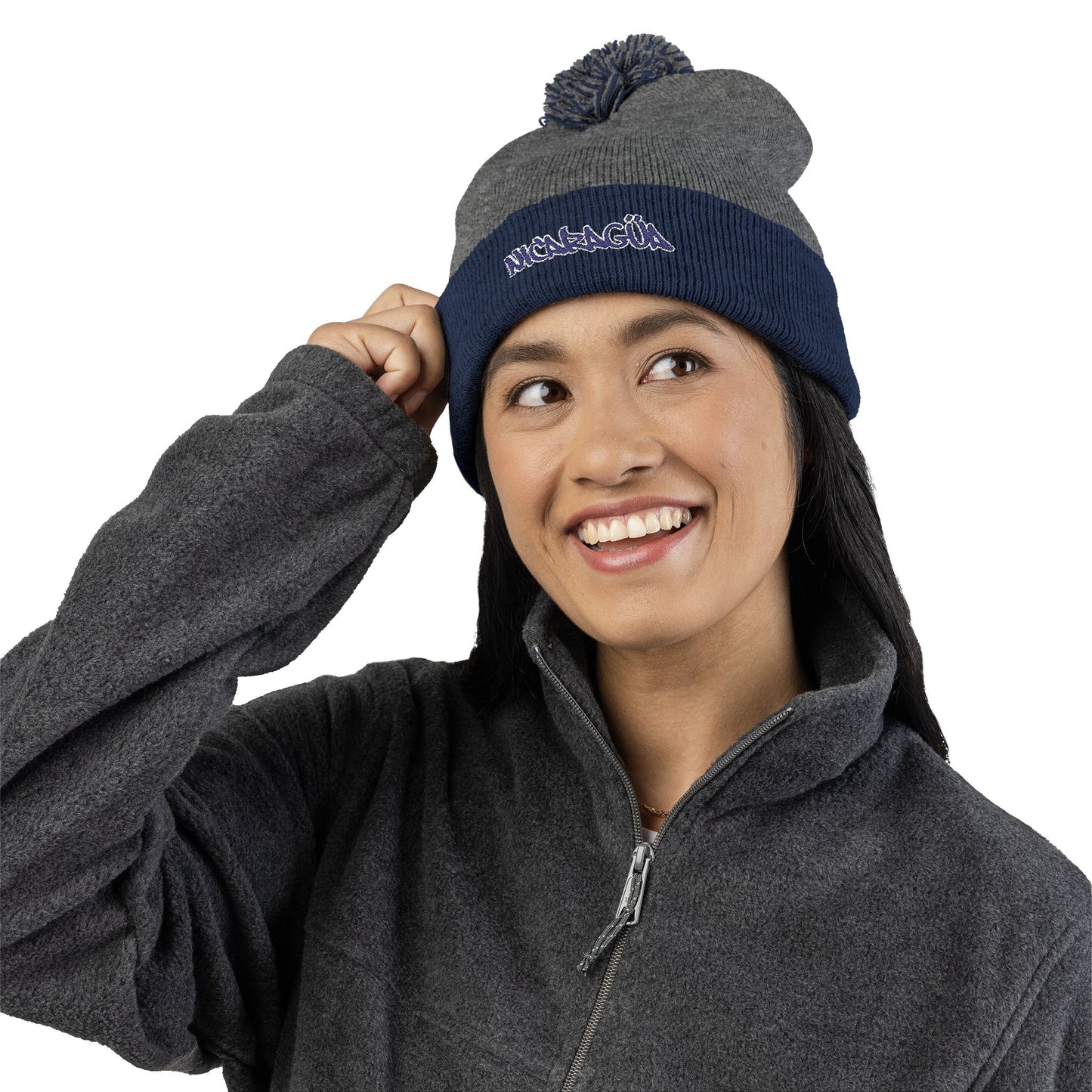 Nicaragua Pom-Pom Knit Beanie Embroidered