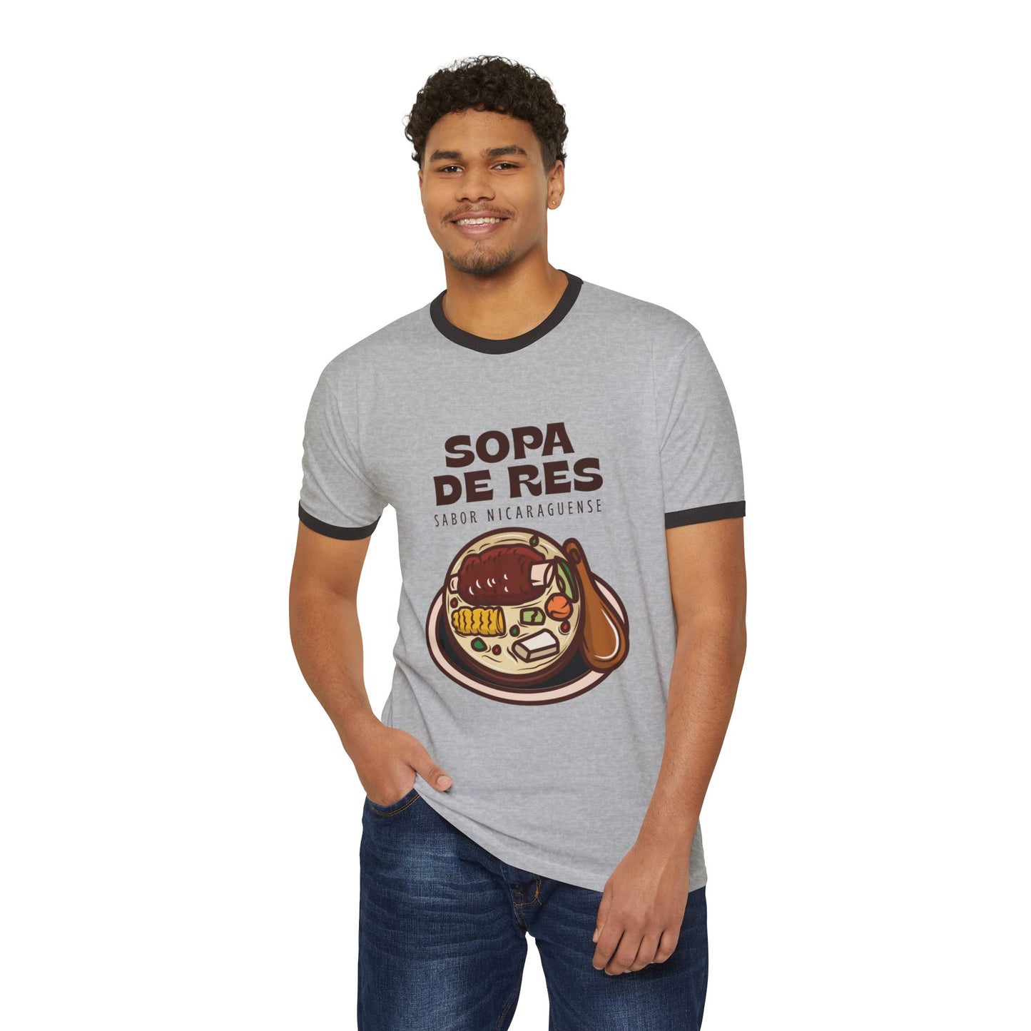 Sopa De Res Unisex Cotton Ringer T-Shirt