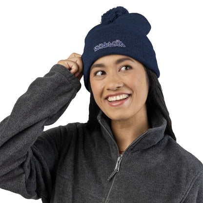 Nicaragua Pom-Pom Knit Beanie Embroidered