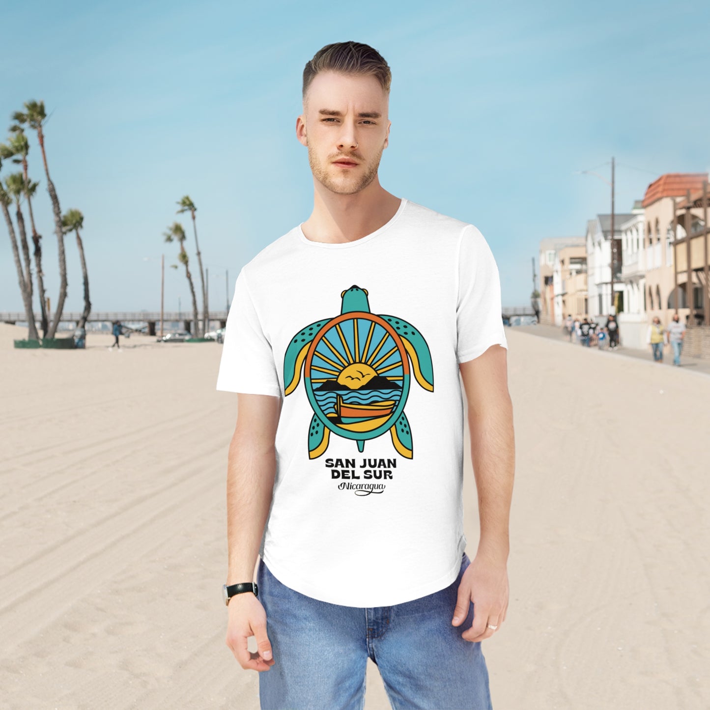 San Juan del Sur Turtle Men's Jersey Curved Hem Tee